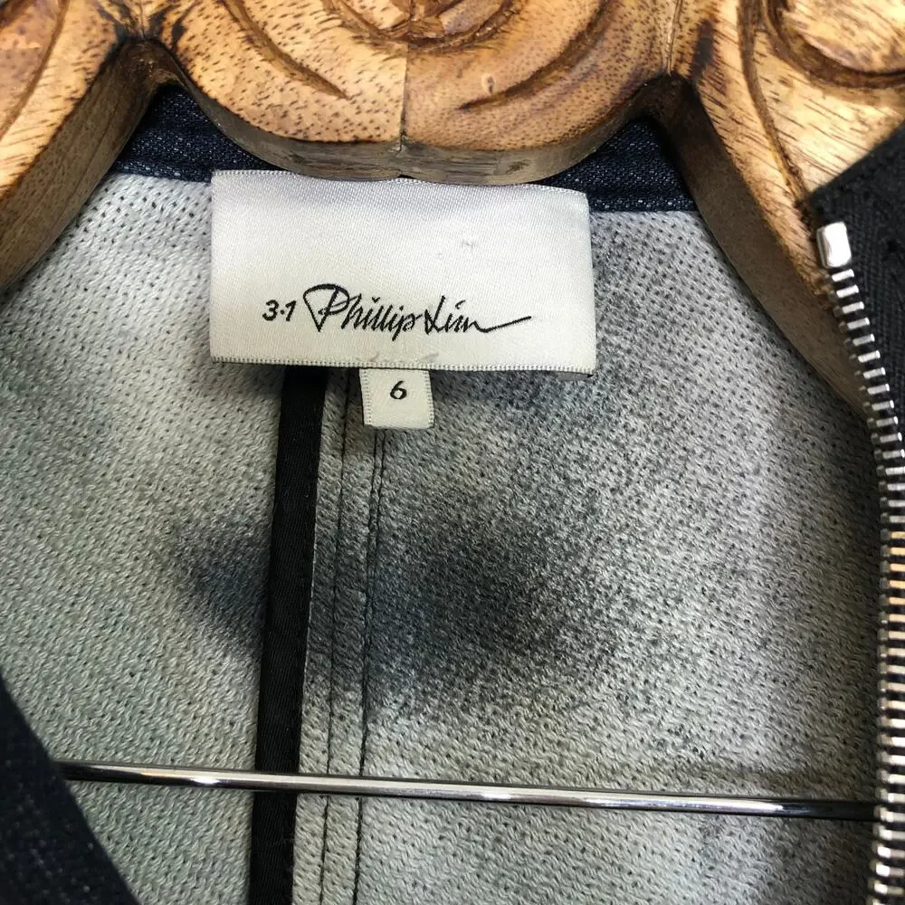 Phillip Lim Denim Jean Dress Moto Zip Detail Allover Custom Patches Beaded 6